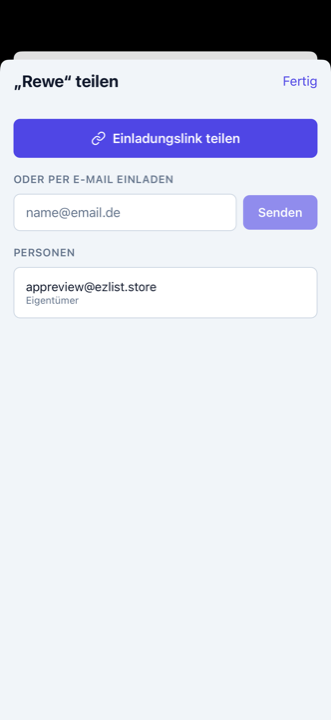 Eine Liste per Einladungslink oder E-Mail mit der Familie teilen