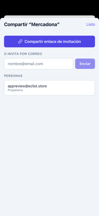 Compartir una lista con la familia por enlace de invitación o correo