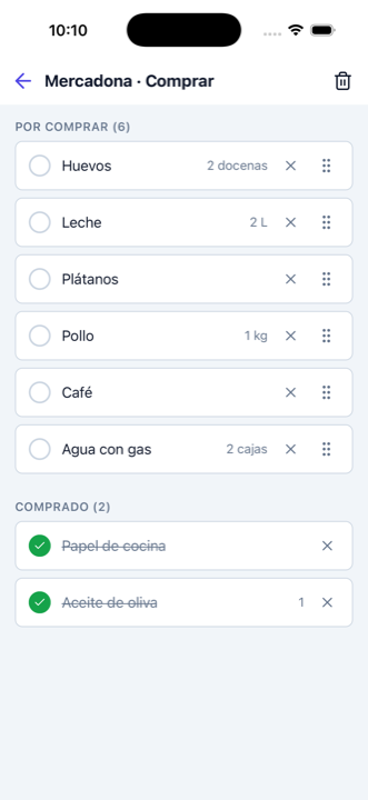 Modo compra — marcando artículos mientras compras